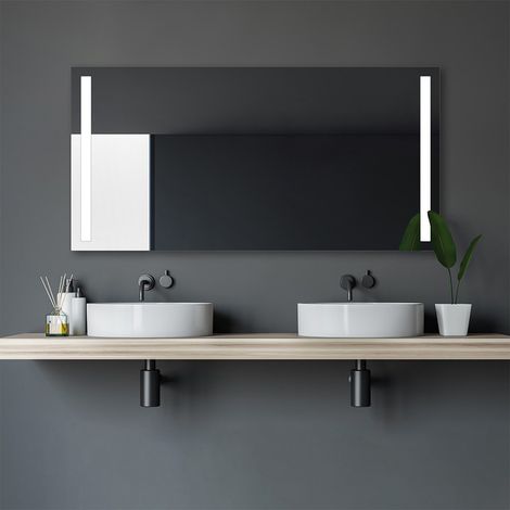 Talos Light Badspiegel mit Beleuchtung - LED Badezimmerspiegel 140x70 cm - Wandspiegel mit LED Lichtausschnitt - Spiegel mit Lichtfarbe neutralweiß - Lichtspiegel mit Aluminiumrahmen