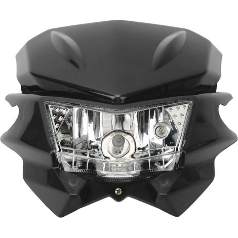 Wasserdichter H4-LED-Motorradscheinwerfer mit Dualoptik und Tagfahrlicht (DRL) für KLX 110 125 150 230 250 300 450R CRF WRF DC12V Schwarz (1/5)