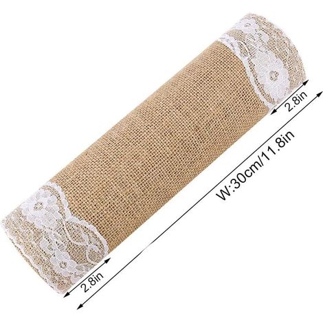 Linge de table 30x275 cm Chemin table jute dentelle décoration (1/4)