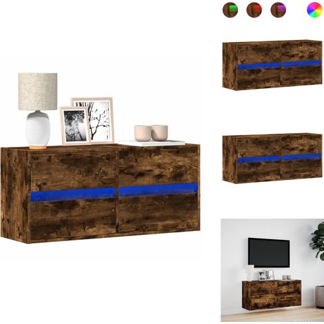 TV-Wandschrank mit LED-Beleuchtung Räuchereiche 100x31x45 cm - TV-Wandschrank - TV-Wandschränke - TV-Schrank Wand - TV-Schrank Wandmontage (1/5)