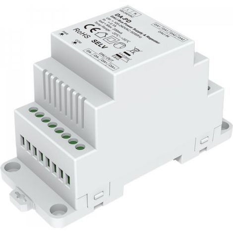 Alimentatore Bus DALI con Ripetitore Integrato, per Guida Barra DIN, AC220V, Uscita Max 200mA 16VDC, Estensione Linea fino a 1200 m, Protezione da Cortocircuito
