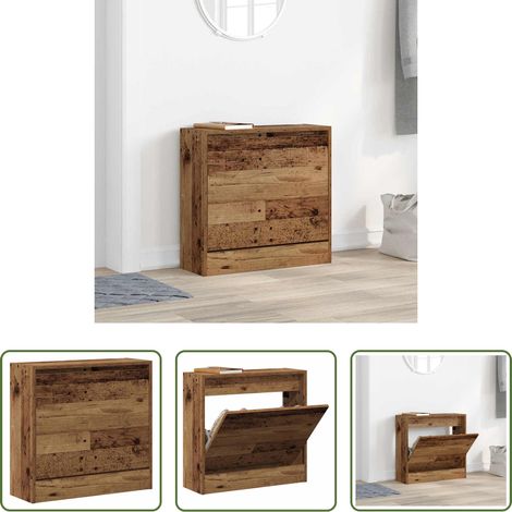 Rangement chaussures - Cabinet à chaussures avec étagère Bois ancien 60 x 21 x 57 cm (1/5)