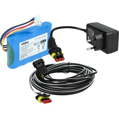 vhbw 1x Netzteil, 1x 2600 mAh Akku, 1x 10 m Niederspannungskabel kompatibel mit McCulloch ROB S500 ( 2020), S600 (2020) Rasenmäher
