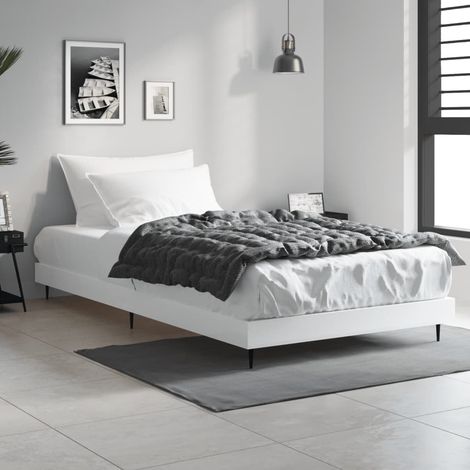 Bed Frame without Mattress White 90x200 cm Engineered Wood vidaXL (1/5)