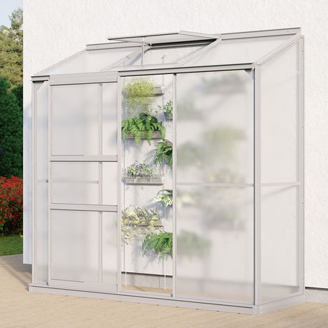 Vitavia Anlehn-Gewächshaus "Styx 1300", aluminium eloxiert, 1,3 m², 4 mm HKP (1/2)