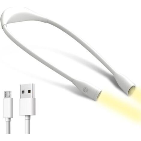 Lámpara de lectura para el cuello, lámpara de lectura LED recargable, luz de brazo ajustable de 3 colores para leer, tejer, coser, acampar, correr, cable USB incluido - Crezuo