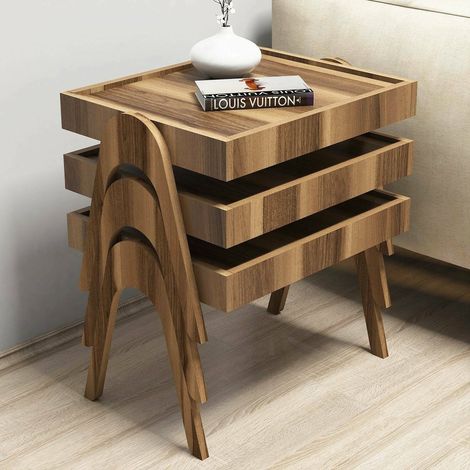 Mesa de Centro Strembo, Rectangular, 40x53.6x64h cm Nogal Marrón (1/5)