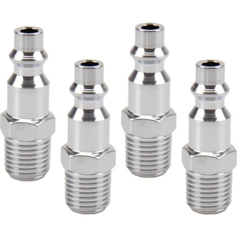 Raccord Rapide Air Comprimé, 4 Pièces Raccord Rapide 1/4 Mâle Américai, Américain Embout Compresseur Air pour Air Comprimé et Raccord de Tuyau Compresseur Raccord Pneumatique (1/5)