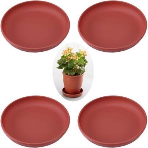 4 Pièces Soucoupe pour Pot de Fleurs, Plastique Pot de Fleur Plante Plateaux à Drainage, Dessous de Pot de Fleurs en Plastique, pour Pot de Fleurs, Décoration Intérieure ou Extérieure(Rouge Brique)-Fe (1/5)