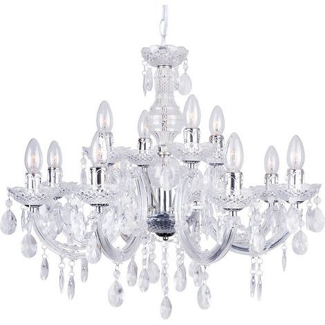 Litecraft Marie Therese Chandelier Ceiling Light Crystal Effect 12 Arm - Chrome (1/5)