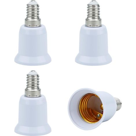 Adaptateur de douille E14 vers E27 - Lot de 4 - Plastique résistant - Conversion ampoule LED - Salon chambre cuisine - Blanc