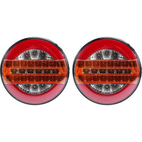 Lot de 2 feux arrière dynamiques LED 4 pouces pour remorque, 24 V, feux de freinage LED ronds en forme de hamburger pour voitures, bateaux, bus et caravanes (1/5)