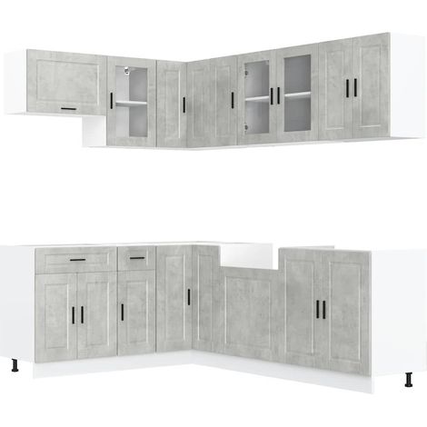 Maison Exclusive - Set Mobili da Cucina 11 pz Porto Grigio Cemento in Truciolato