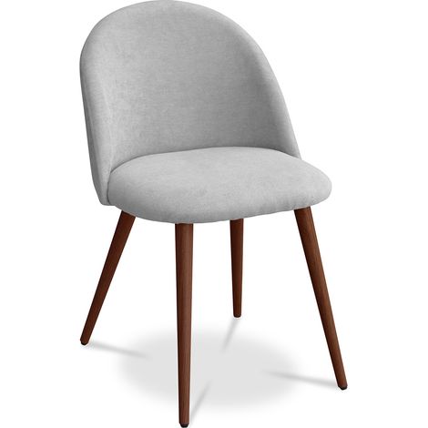 Esszimmerstuhl Evelyne Skandinavisches Design Premium - Dunkle Beine Hellgrau - Metall mit hölzerner Transfermalerei, Leinen, Holz