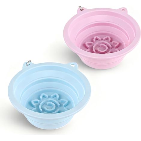2 Pcs Gamelles Pliable pour Chien, Gamelle Anti Glouton Chiot, Gamelle Chat Antidérapante, Convient pour Voyager avec des Chats et des Chiens, Pliable Et Pas Facile à Tomber ou à Casser (1/5)