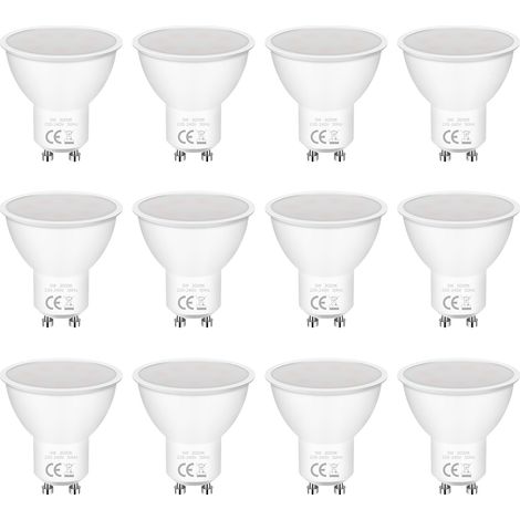 Ampoules LED GU10 (paquet de 12), 5W (équivalent à une ampoule incandescente de 50W), 400 lumens, angle de faisceau de 120°, non dimmable, LED blanc chaud basse consommation. (1/5)