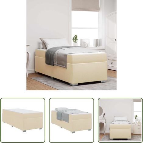 Matratze - Bettrahmen mit Matratze Creme 90 x 190 cm Stoff (1/5)