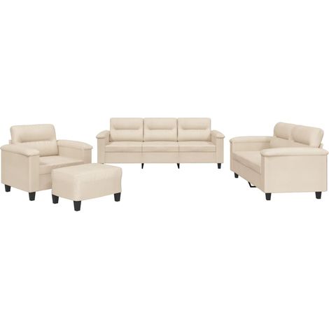 Maison Exclusive - Ensemble de canapés 4 pcs avec coussins beige tissu microfibre (1/5)