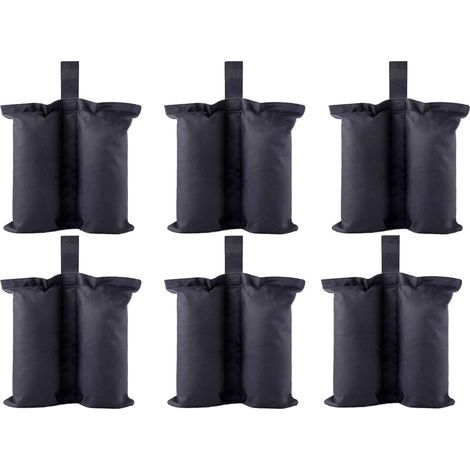 Sacs de poids pour abris instantanés robustes de qualité supérieure - Sac de sable pour pieds de tente, auvent dépliant, sac de pieds lesté (taille M - 6, noir)