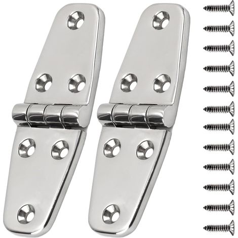 Charnières de cabine robustes en acier inoxydable 316 de qualité marine (102 mm x 38 mm) et charnières de porte d'armoire moulées (avec vis) (1/5)
