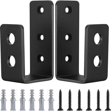 2 Pièces Supports de Porte Barre de Sécurité en Acier en Forme de U, pour 2 x 4 Bois pour Renforcement des Portes de Sécuritét, avec Vis (1/5)