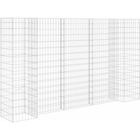 Jardinera de gaviones forma de H alambre de acero 260x40x150 cm vidaXL