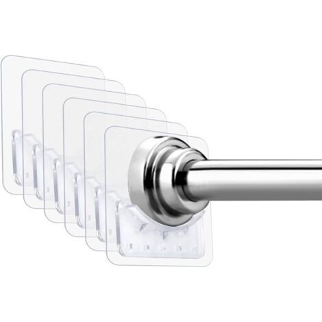 Rail de rideau de douche monobloc et support de tringle adhésif, sans perçage nécessaire, fixation murale auto-adhésive de la tringle télescopique, convient aux salles de bains et aux salons.