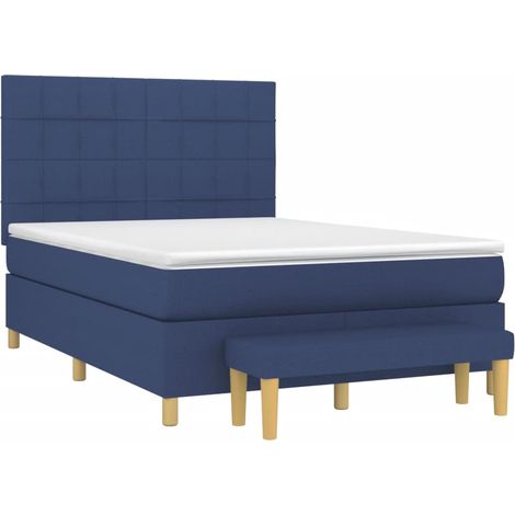 vidaXL Sommier à lattes de lit avec matelas Bleu 140x190 cm Tissu (1/5)