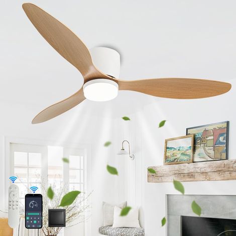 Ventilateur de plafond de 100 cm avec lumière et télécommande, ventilateur de plafond silencieux à LED réversible CC, convient au salon et à la chambre - C42 pouces [Classe énergétique A] (1/5)