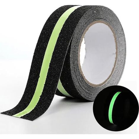Anti Slip Traction Grip Friction Black Luminous Glow in The Dark Waterproof Safety Outside Floor Strip Tape for Stairs Step Floor 5cm x 5m (1/5)