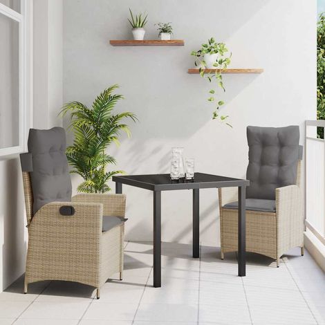 Ensemble de salle à manger pour jardin 3 pcs-Salon de jardin Beige polyrotin 139451 (1/5)