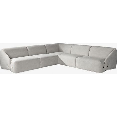 LENA Canapé d'angle modulable en tissu gris clair (1/5)