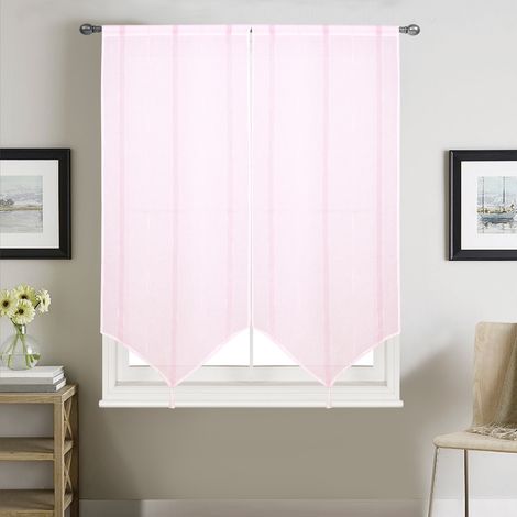 Paire petits voilages à bandes verticales brillantes Bordeaux 60x220 cm (1/2)