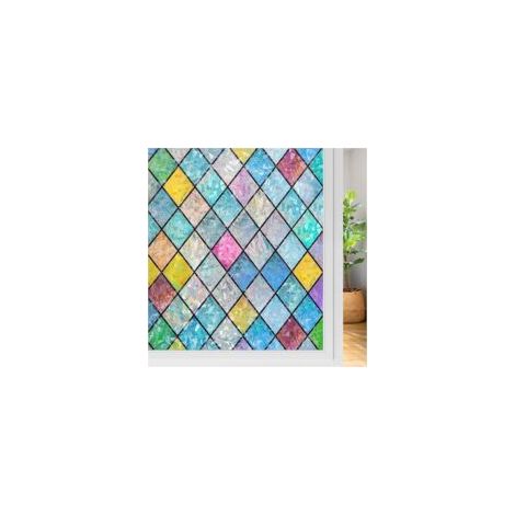 Film Fenetre Anti Regard Film Occultant Fenêtre 3D Arc-en-Ciel Effet 45 × 200cm Décoratif Bon Intimité Anti UV Anti Chaleur Non Adhesif pour Chambre Salon Cuisine-Crezuo