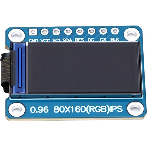 Module d'affichage LCD compatible avec le pilote ST7735, transistor à couche mince 0,96 pouce, résolution 80 x 160, écran LCD couleur IPS intégré, interface SPI 8 broches. (1/5)