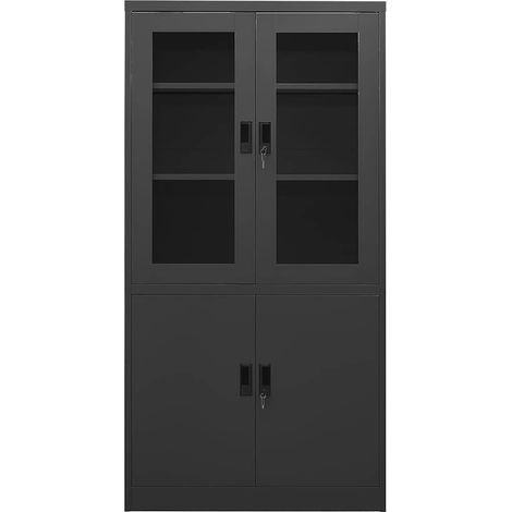Armadio per Ufficio Antracite 90x40x180 cm in Acciaio DAS464653 (1/5)