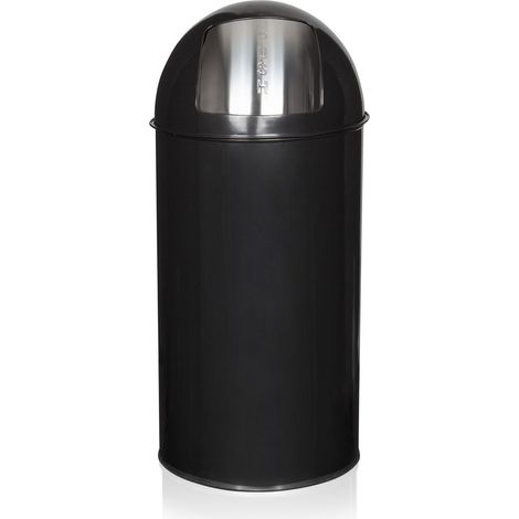 Abfallsammler / Mülleimer PUSH 35L satin schwarz hjh OFFICE