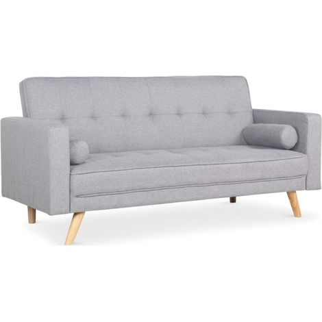 Canapé Convertible 3 Places Scandinave "Navya" Gris Clair (1/5)