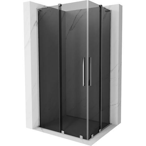Mexen Velar L Duo Duschkabine Schiebetür 90 x 80 cm, Graphit, Chrom - 871-090-080-02-43-01 (1/5)