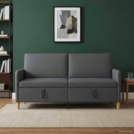 vidaXL Sofa avec rangement Gris foncé 172 x 78 x 87 cm Polyester (1/5)