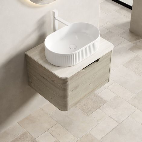 Waschtisch Schrank Aufbewahrung 60 cm Travertin OKMYHOME (1/5)