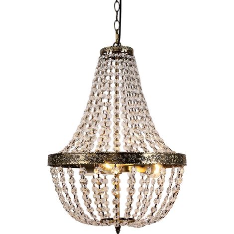 JCPYIUL Kristall-Kronleuchter mit drei Lampen, Retro-Kronleuchter hocheinstellbar, 3 Flammenförmige E27-Kopfband mit verstellbarer Kette, geeignet für Esszimmer, Wohnzimmer und Schlafzimmer(Ohne Glühb (1/5)