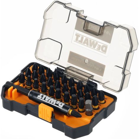 Dewalt – Jeu d'embouts pour visseuse – DT70900T – 32 pièces FLEXTORQ pour vissage rapide – Acier trempé – Pointe Full Fit – Porte-embout magnétique (1/4)