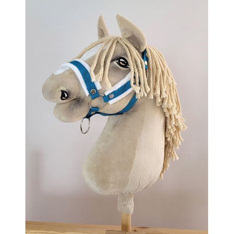 Licol réglable Hobby Horse A3 turquoise avec fourrure blanche (1/2)