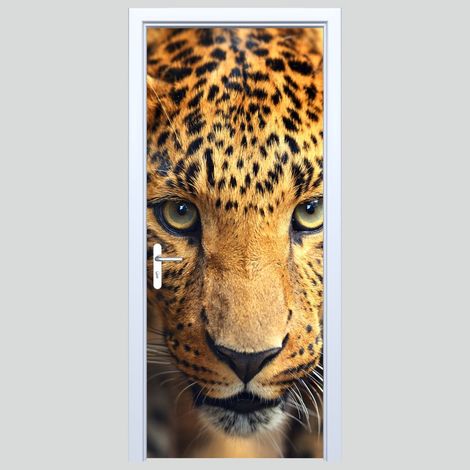 Adhesivo para puerta de tela con estampado de leopardo 172PD