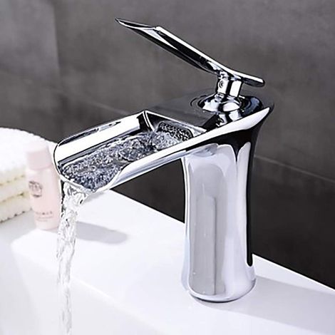 1 grifo de cascada para debajo del lavabo, grifo de baño de un solo orificio y una sola manija. (1/5)