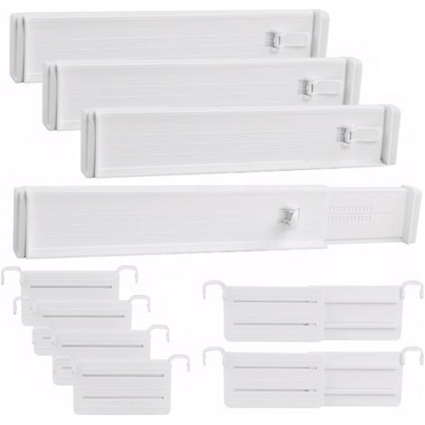Lot de 10 Séparateur Tiroirs, Réglable 33-58,5 cm, Plastique ABS, Organisateur Tiroir, Pour Cuisine Chambre Bureau (1/5)