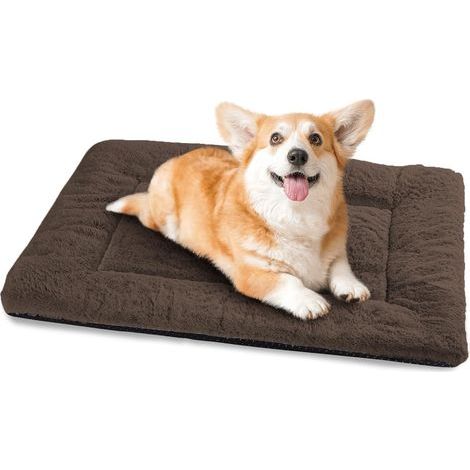 Panier Chien, Tapis Chien Grande Taille, 75x50 cm Matelas pour Chiens Lavable Super Doux Dog Bed Imperméable avec Dessous Antidérapant, Le Brun (1/5)