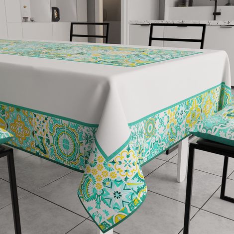 Nappe, Nappe de Table, Nappe Rectangulaire, Nappe Anti-Taches, 140x180 cm, Vert d'eau, 100% (1/5)
