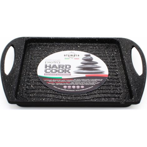 Vassoio Grill Rettangolare Antiaderente 2 Maniglie 34x26 cm Olympia Hard Cook (1/3)